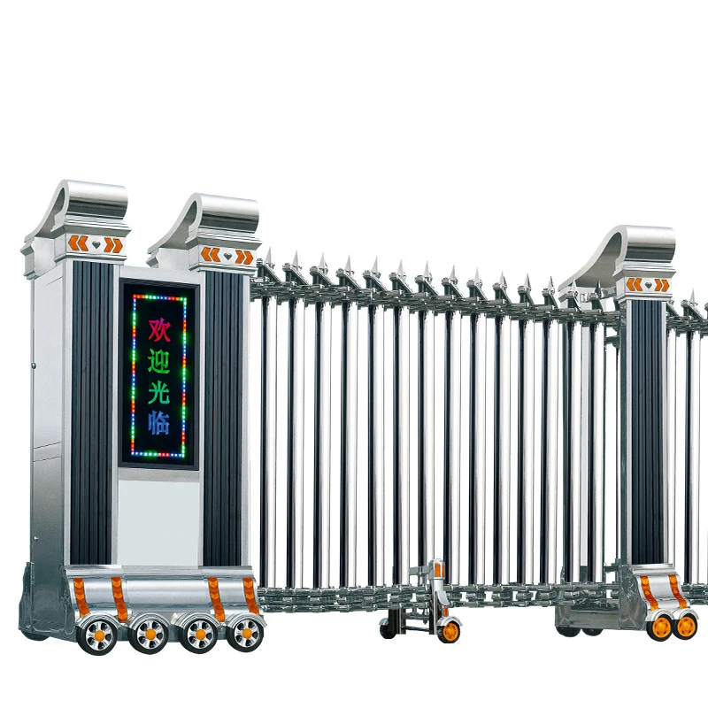 Hot Sale Factory Direct Designs Material Automatic Stainless Steel Sliding Main Design Retractable Gate For Workshop