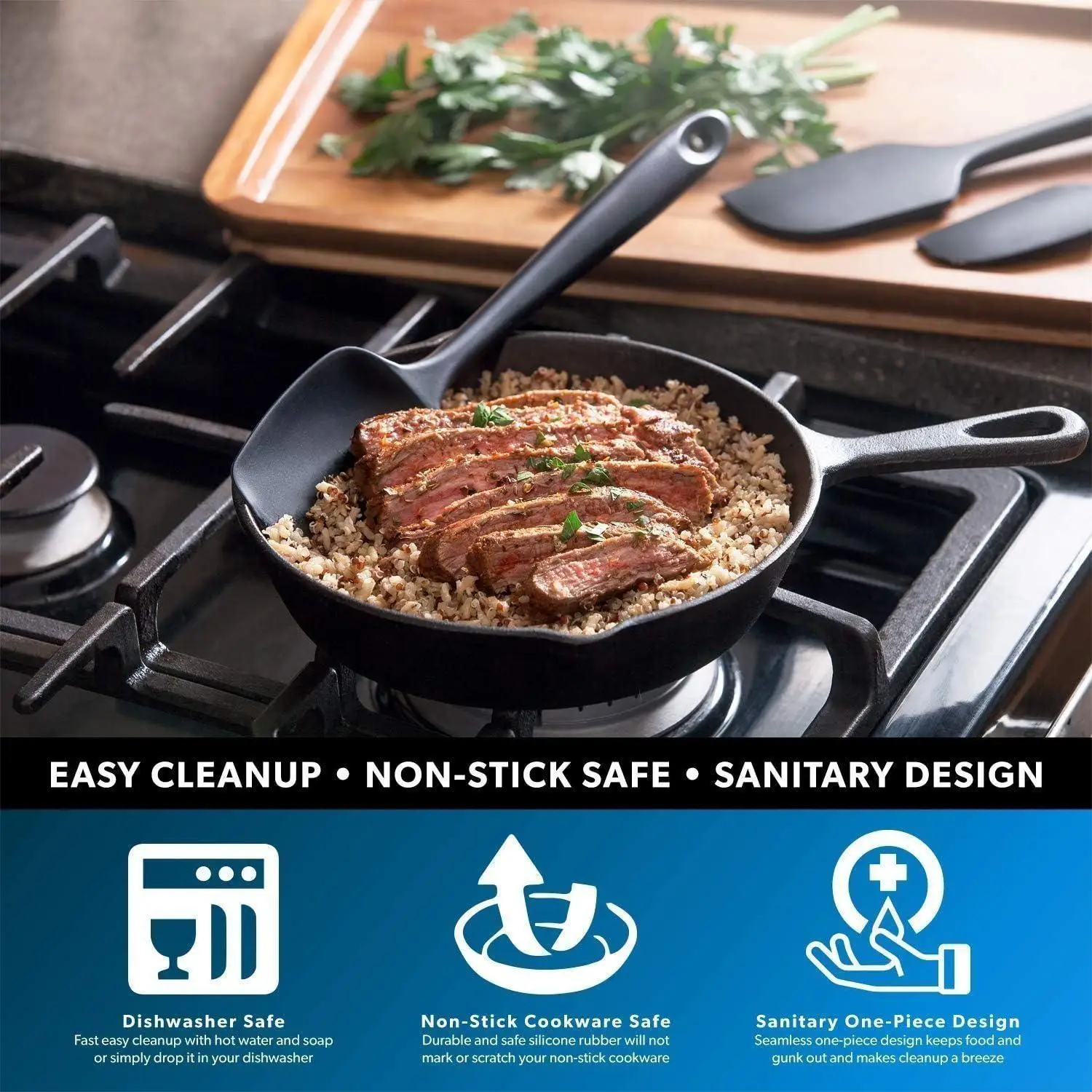 1 Pieces Silicone- Ergonomic Handle High Heat-Resistant Spatulas, Non-stick Rubber Spatulas