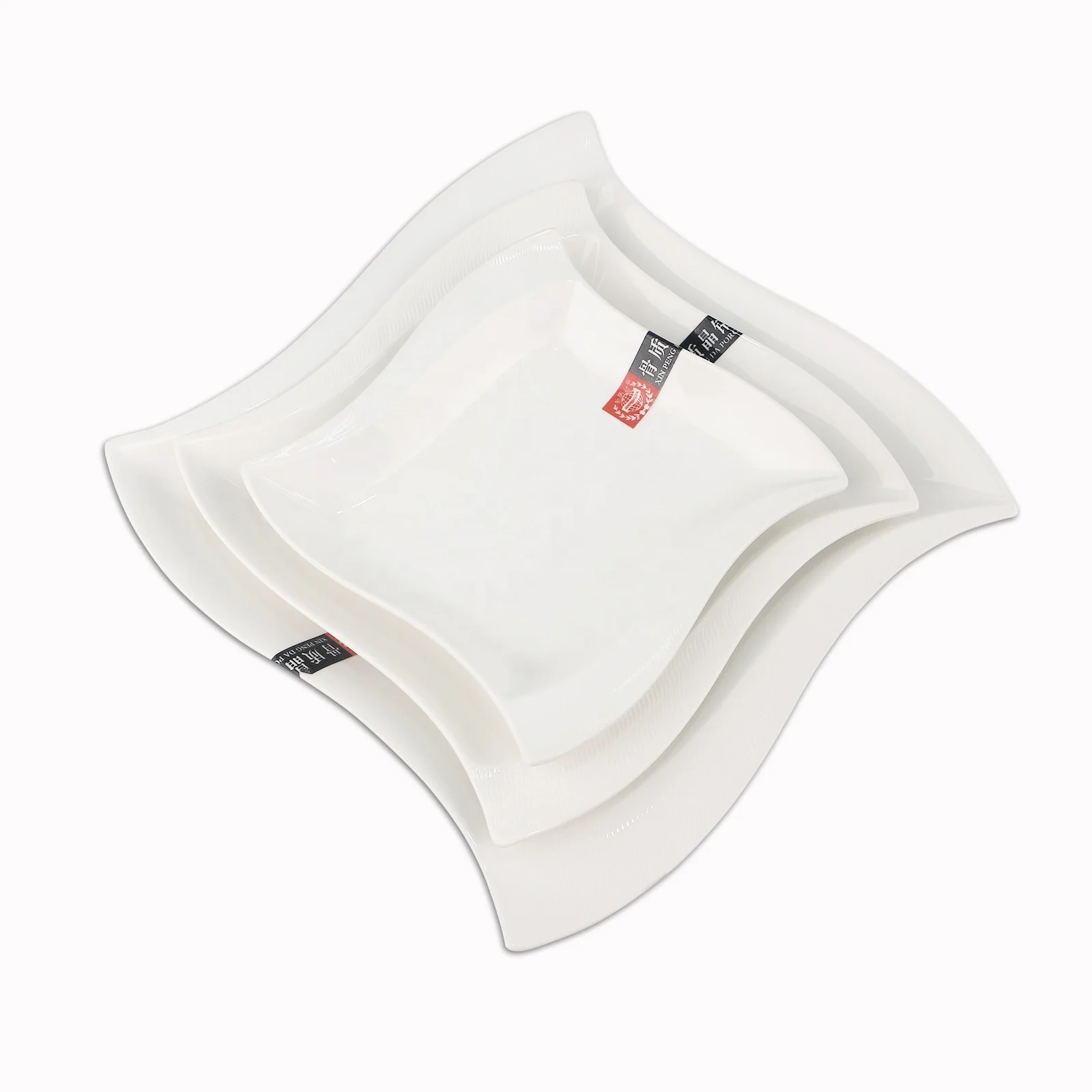 Best welcome good quality wedding rental double lines style corner square soup plate wedding square soup plate