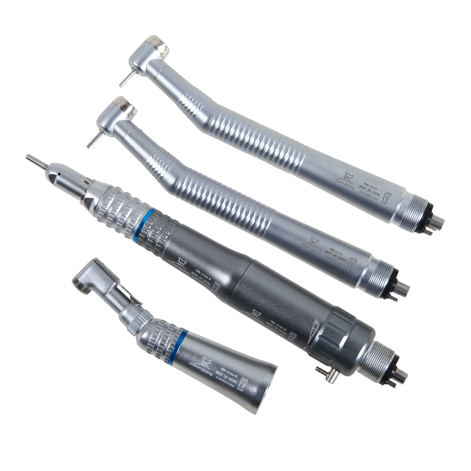 4 Colors 4 Hole Low Speed Handpiece Contra Angle Straight E-type Air Motor + 2*High Speed Handpiece Push Button Dental Equipment