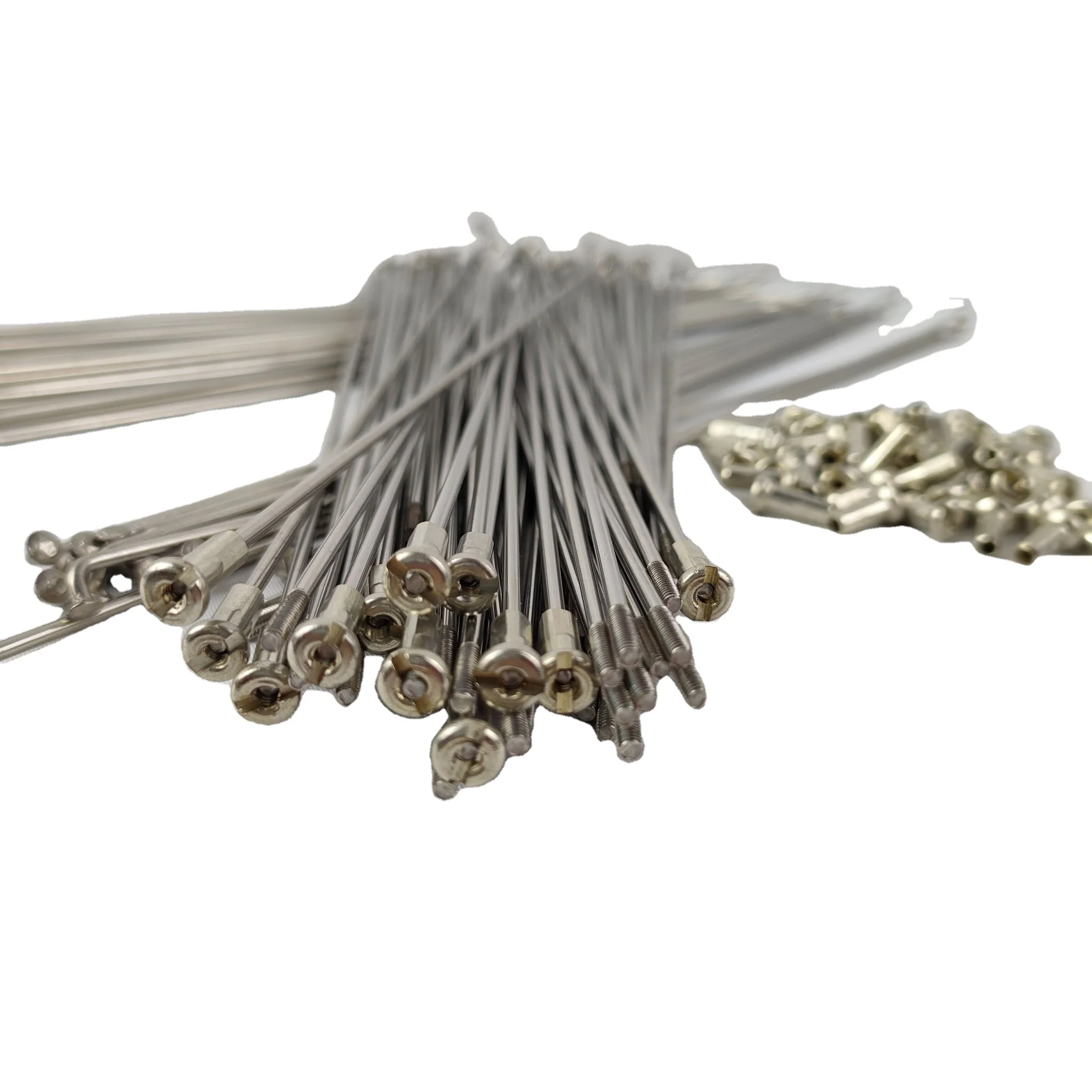 2022 Cheap Factory Price 14G/13G /8G J Bend/Straight Stainless Steel Bicycle Spokes&Brass Nipples of Various Size for MTB