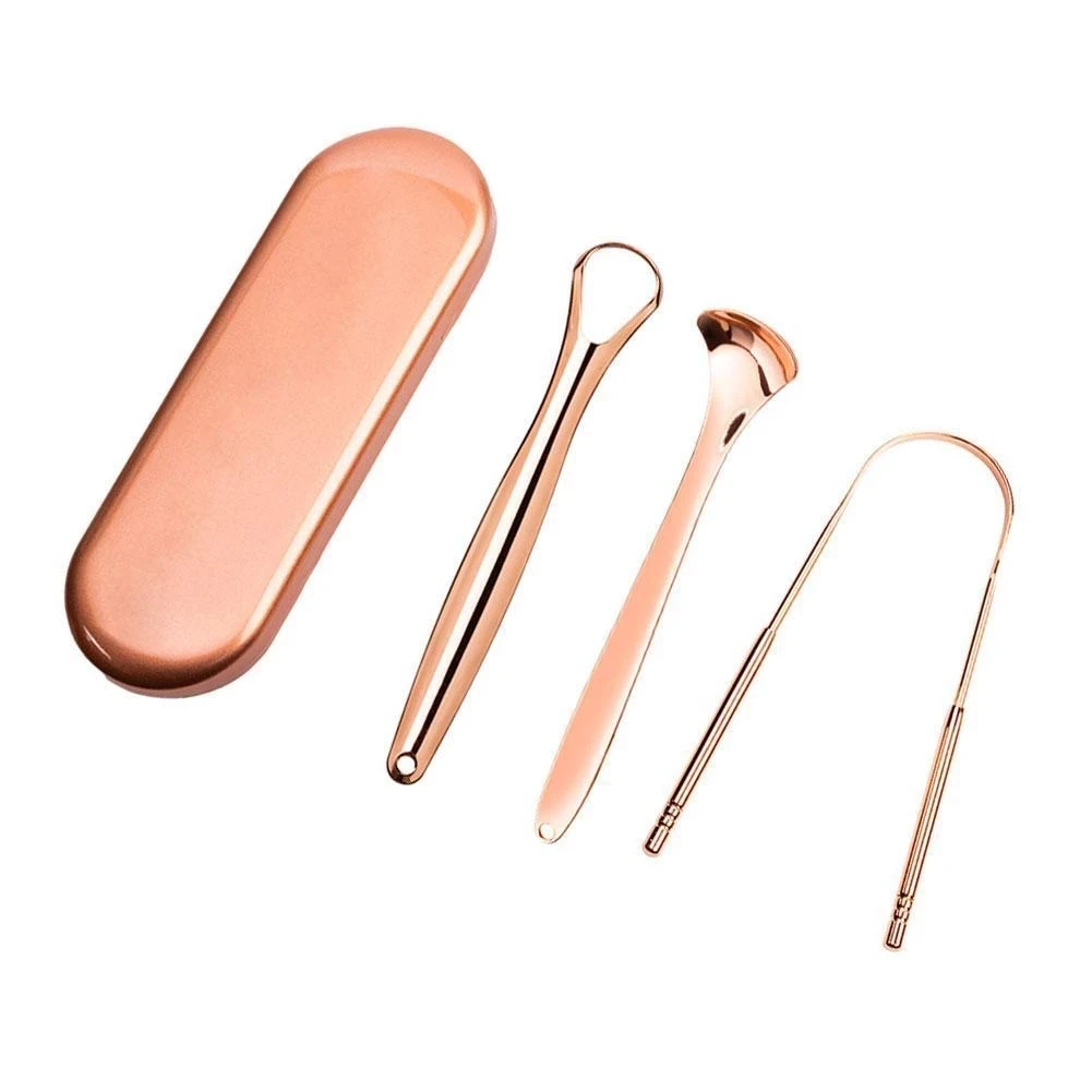 Factory wholesale 100% sustainable stainless steel metal tongue scraper set for oral tongue cleaning