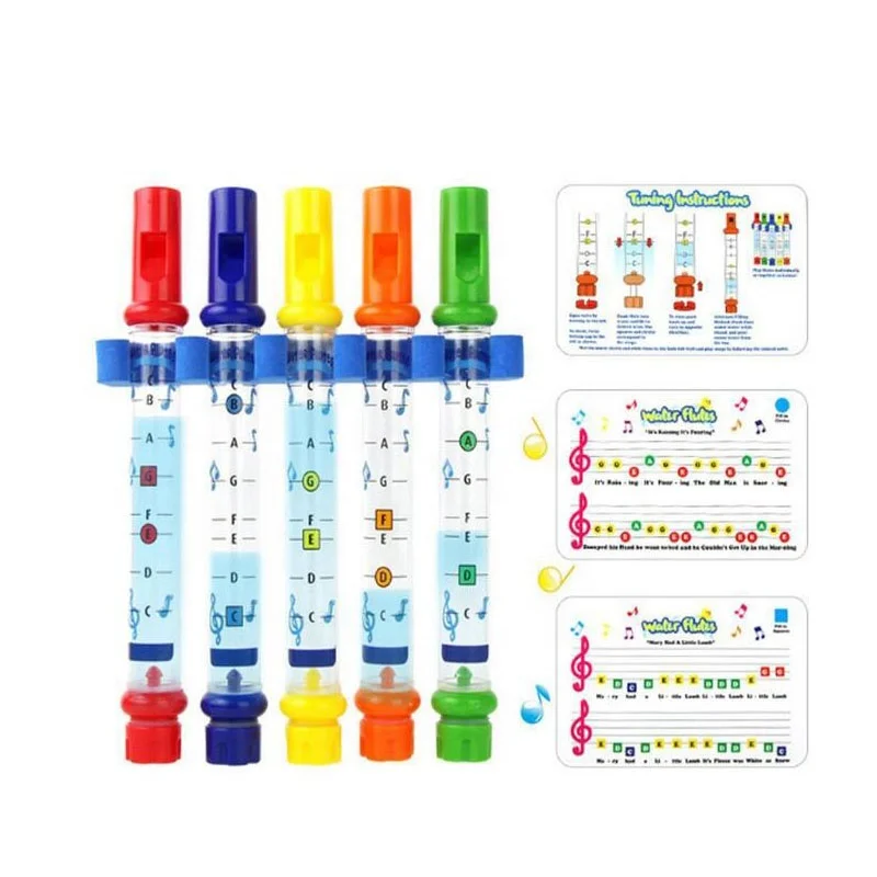 5Pcs/1 Water Flute Toy Kids Children Colorful Water Flutes Bath Tub Tunes Toys Fun Music Sounds Baby Shower Bath Toy