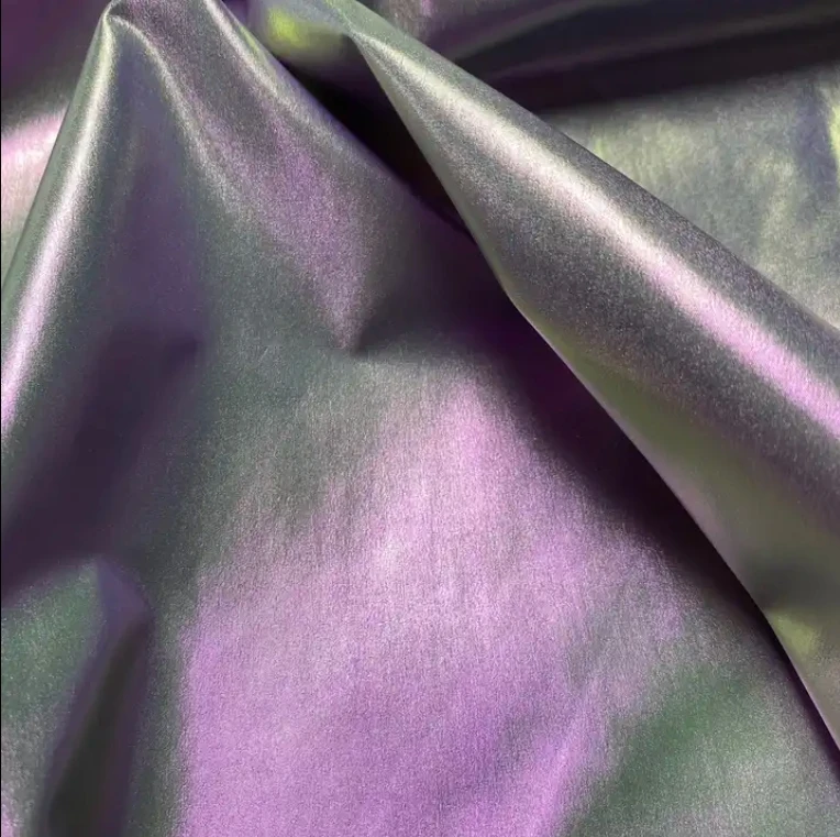 Customized 300T 50D SD Pongee Gold Stamping Bronzing Shimmer Fabric  100% Polyester Fabric PES Shiny Glitter Metallic Fabric