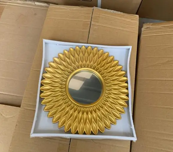 Frame Abstract Wall Art Gold Round Wall Mirror Glass Decorative Mirrors Home Decor Modern Hanging Luxury Mirror Wall Decor Metal