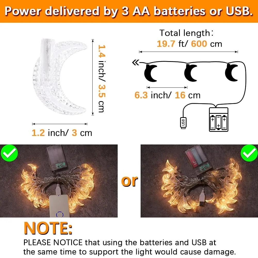 Factory wholesale wedding party decoration with moon shaped LED character string lights