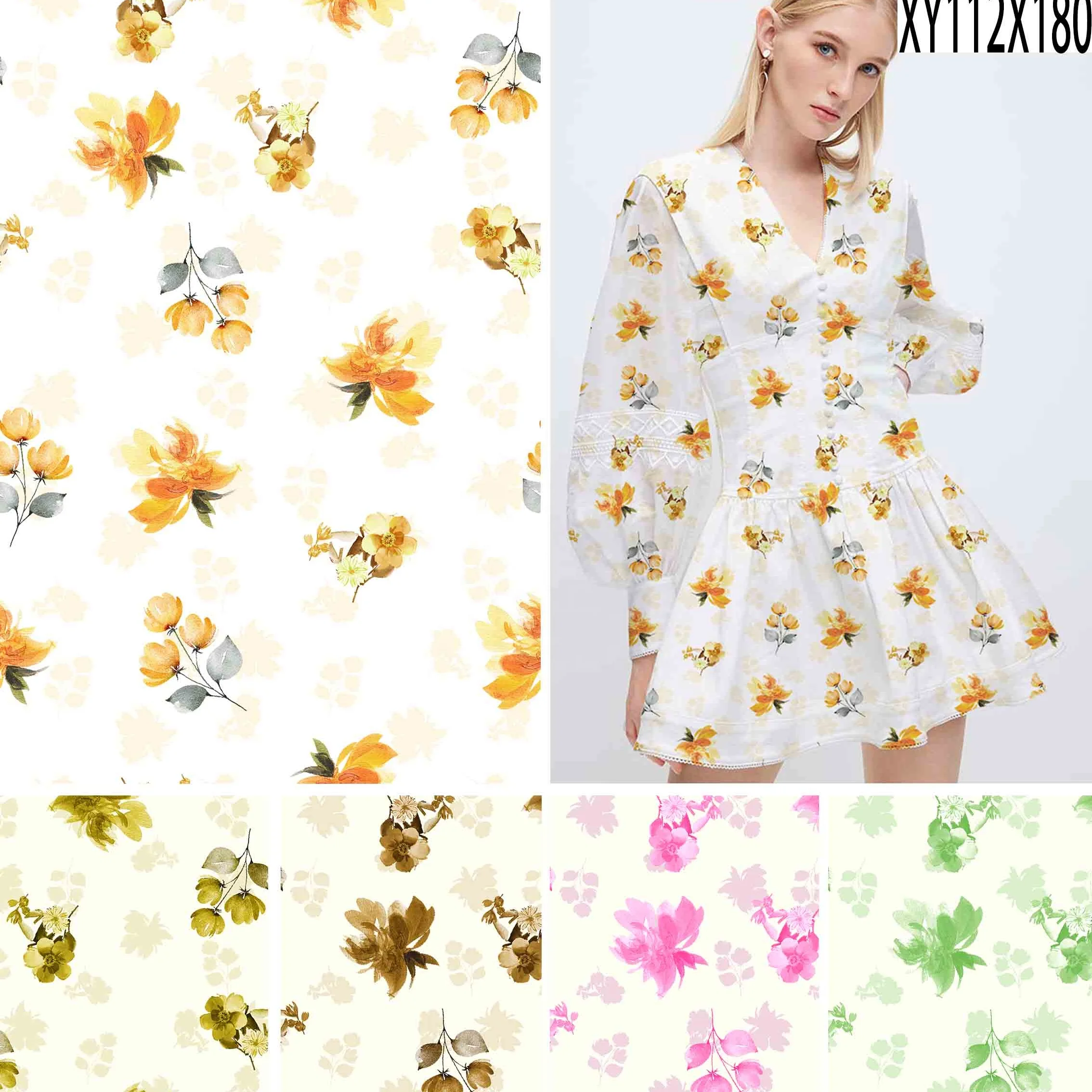 New popular textile plain flower liberty digital custom printed jersey organic cotton fabric for clothing