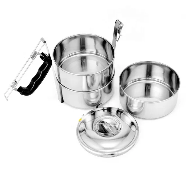 Portable India Tiffin lunch box with handle stainless steel food carrier container