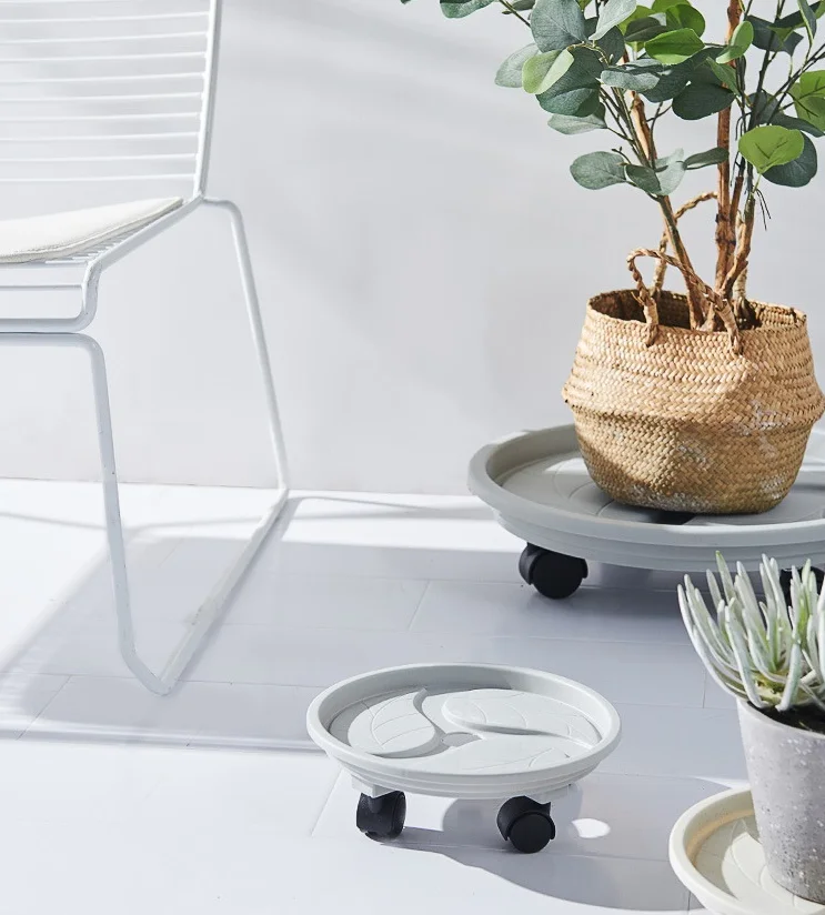 Factory Wholesale Round Square Pot Plant Stand Thickened Flower Pot Mover Holder with Drainage Water Container
