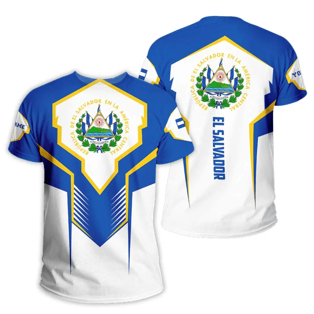 Drop Shipping Products 2023 El Salvador Flag Pattern Men Outdoor Large Size Sports Jersey Tee Comfortable Elastic T-Shirt Cheap