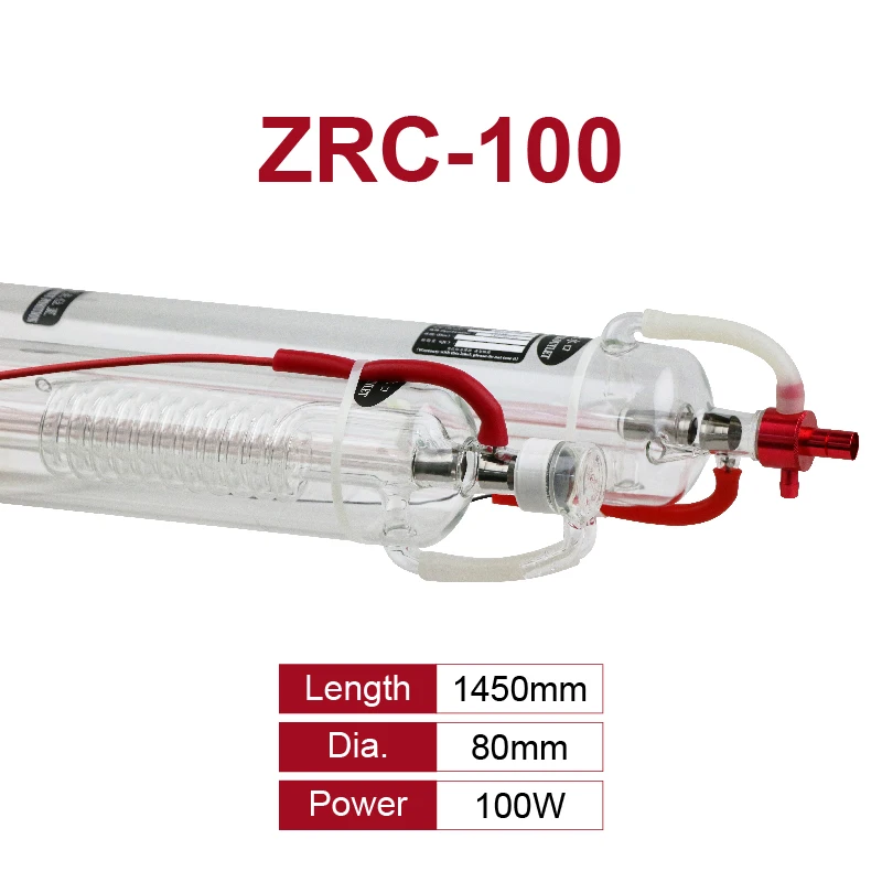 Zurong ZRC Series Co2 Laser Tube Long Lifespan New Production 40W 50W 60W 80W 100W 130W 150W 170W