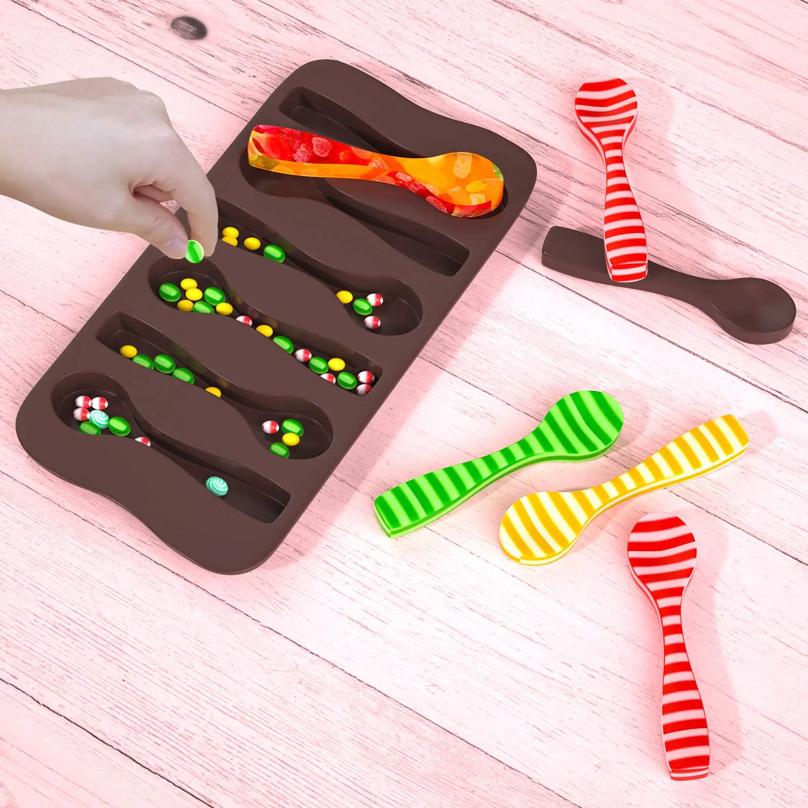 Wholesale Chocolate Spoon Mold Peppermint Spoons Nonstick Silicone Mold Butterscotch Handmade Chocolate Stirring Spoons