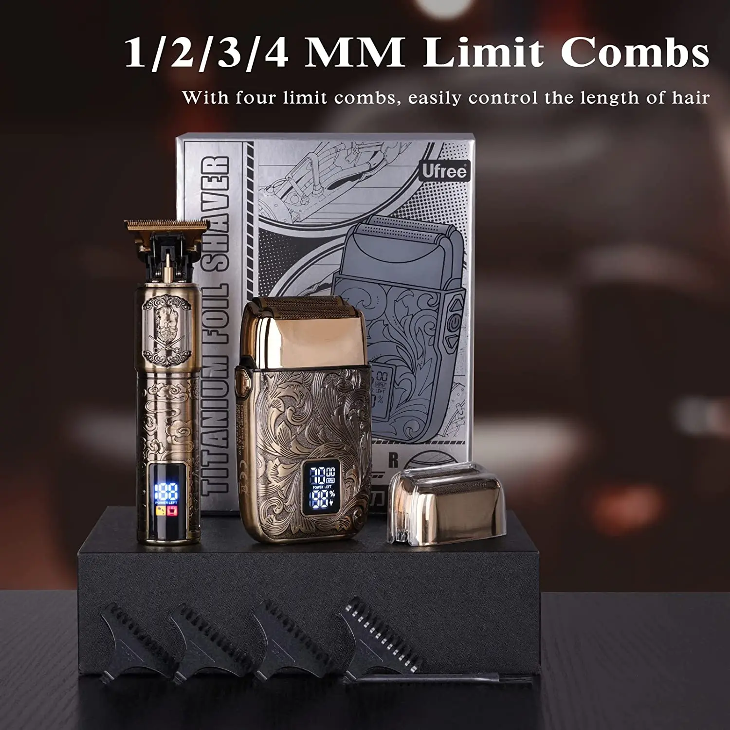 Pro T-Blade Titanium Cordless Lithium Hair Clippers Double Foil Shaver Men Hair Beard Trimmers Barber Electric Razor