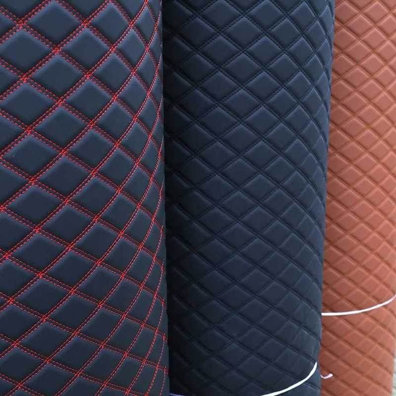 Classical Quilted Embroidery PVC Leather Sponge Rolls For Car Seat Covers