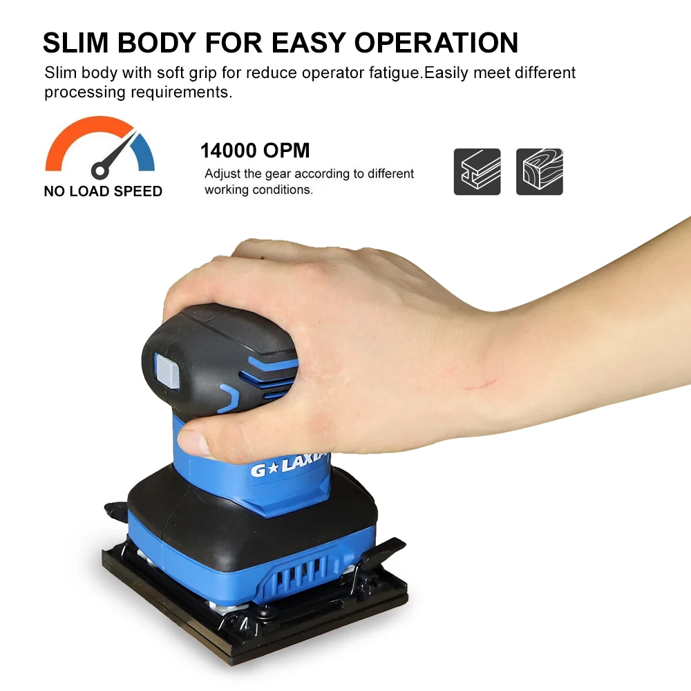 Galaxia 200w Palm Sander Electric Mini Sander for Woodworking Metal Wood Sanding Machine