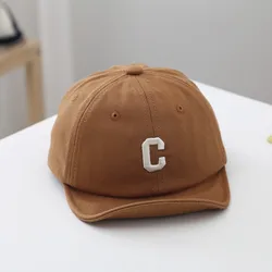 Однотонные шляпы от солнца в стиле INS, Детская кепка с логотипом C, детская повседневная бейсбольная кепка с логотипом под заказ