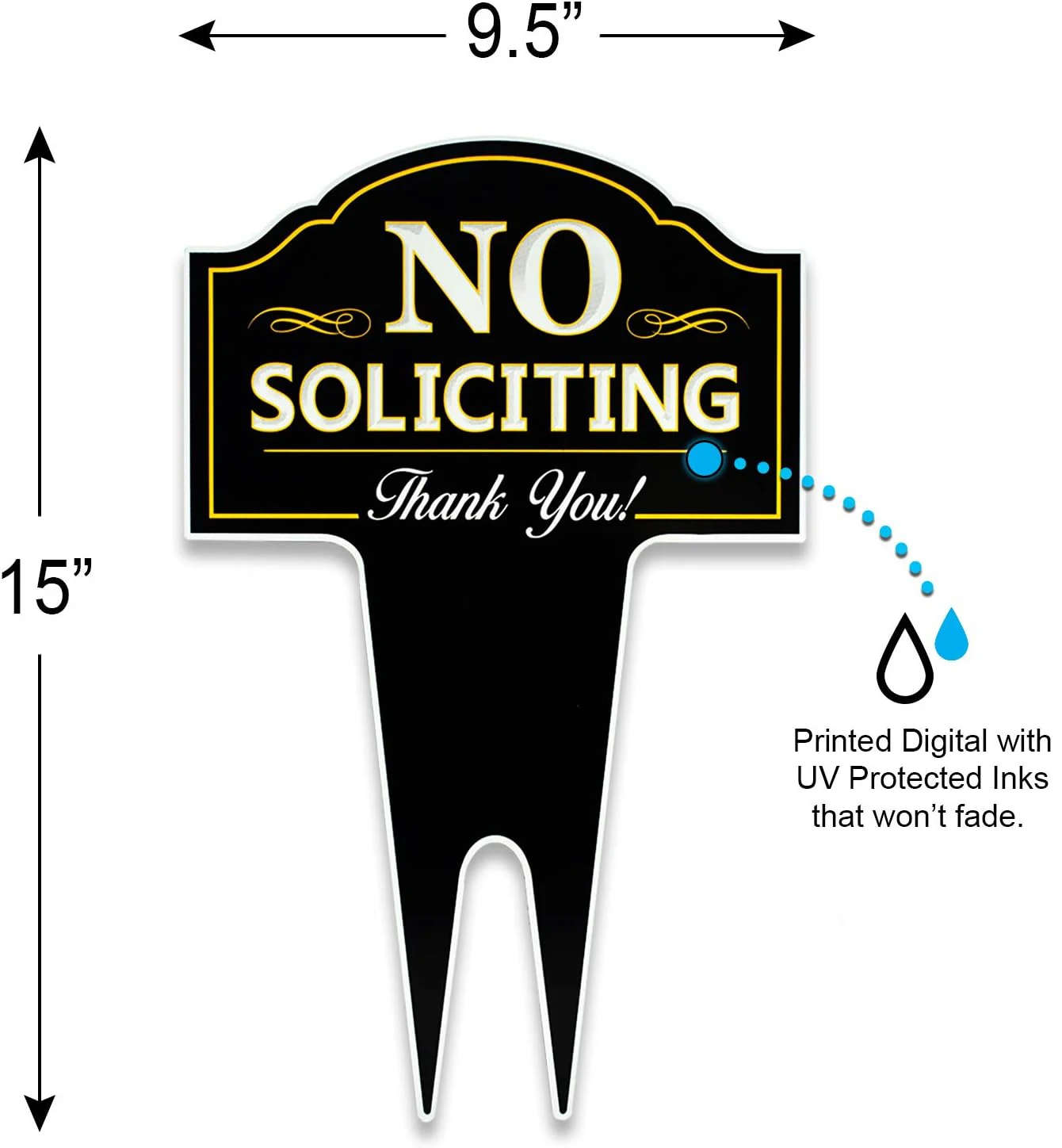 Custom Heavy Duty Garden Plaque Metal Indoor/Outdoor Sign No Soliciting Sign with Stake for Yard