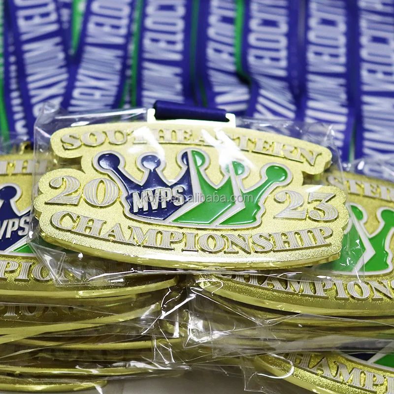 Kofei OEM/ODM Zinc Alloy 3D Award Gold Soccer Football Engraved Custom Logo Metal Medals Sport Run 5k 10k Marathon Medal