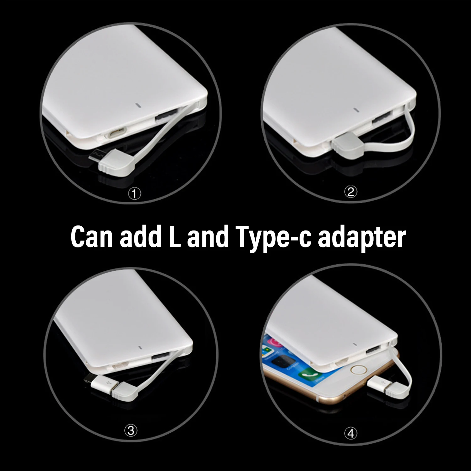 2024 Hot Selling Mini Thin Power Bank 2500mAh Built-In Cable Card Size Power Bank Credit Card Size Portable Power Bank