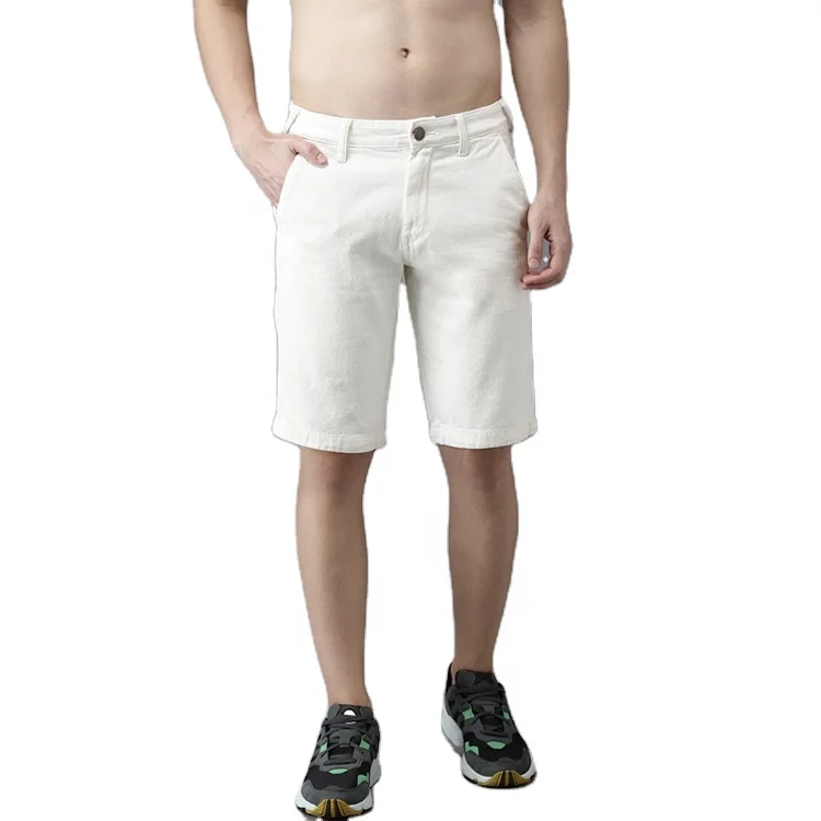 Wholesale Quality Cotton Streetwear Summer Short Men White Solid Slim Fit Denim Shorts Half Pants For Men