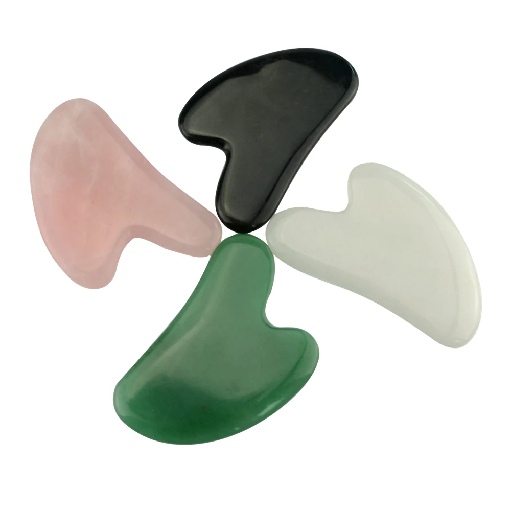100% Natural Quartz Jade v Shape Gua Sha Massage Scraping for Face