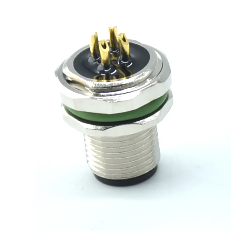 High quality Chinese factory rear fastened socket M12 waterproof 4p connector