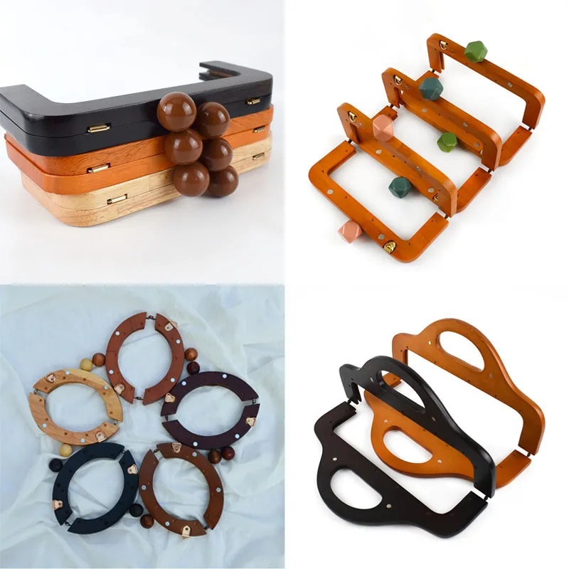 Custom High Quality Wooden Clutch Bag Box Frame Closure Kiss Clasp Foldable Wooden Purse Frame