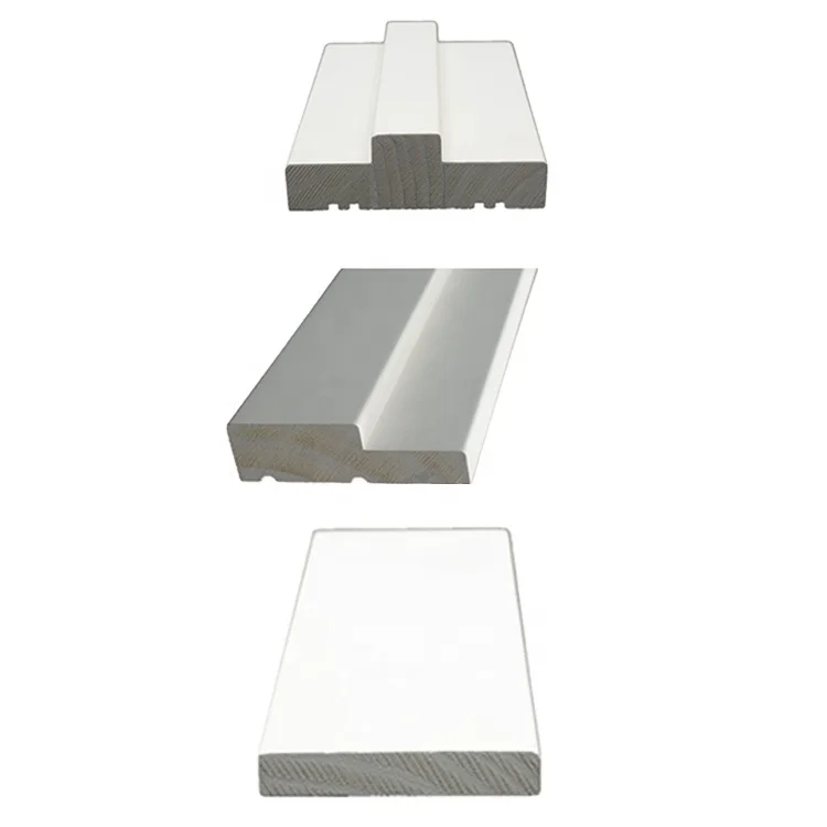 Cheap Popular White Primer Door Casing Simple Design MDF Casing Wooden Baseboard Mouldings