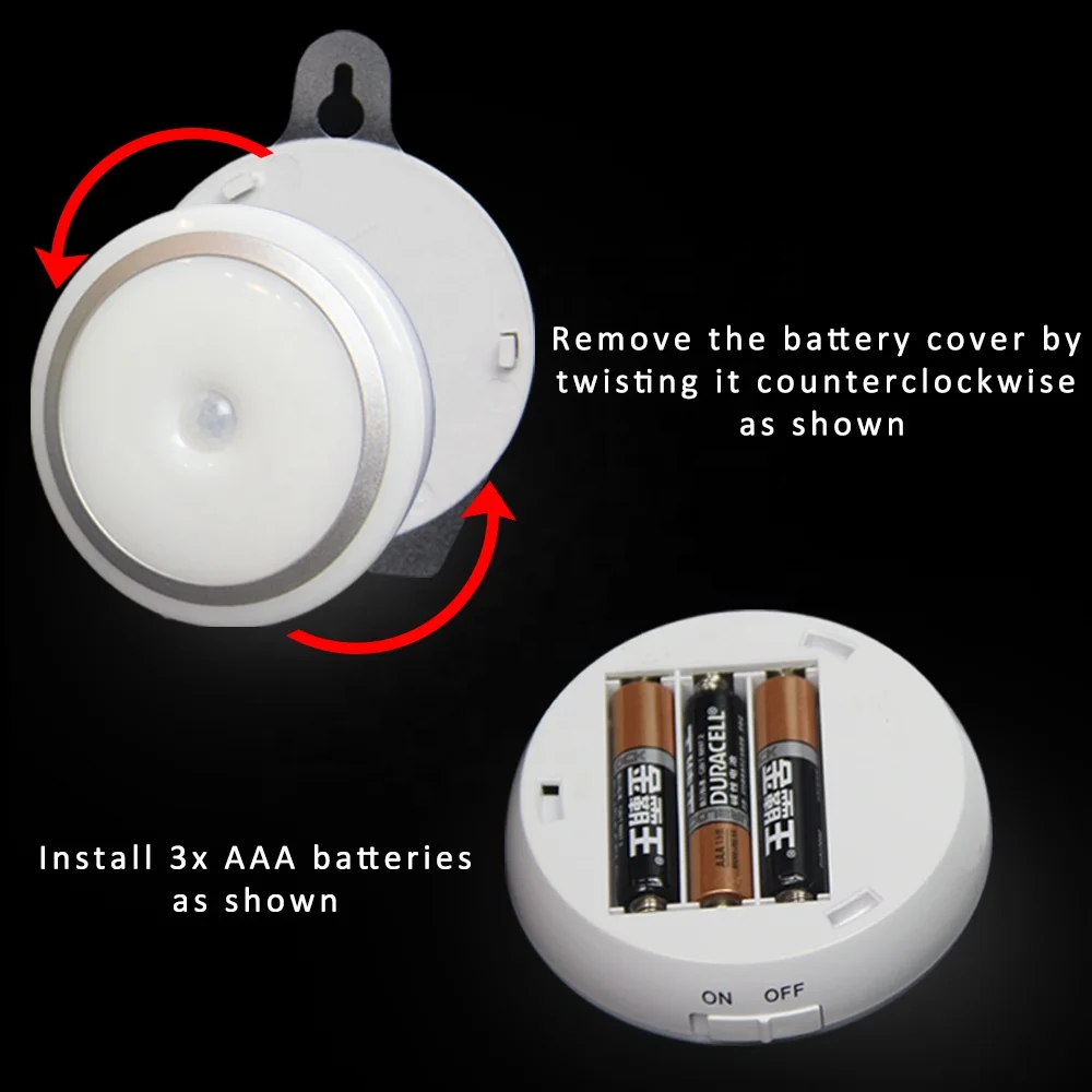 Home Decor plastic White Night Low Moq Motion Sensor Black Light Led Candle