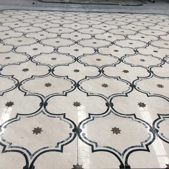 Natural Marble Stone Waterjet Pattern Waterjet Mosaic Floor Medallion