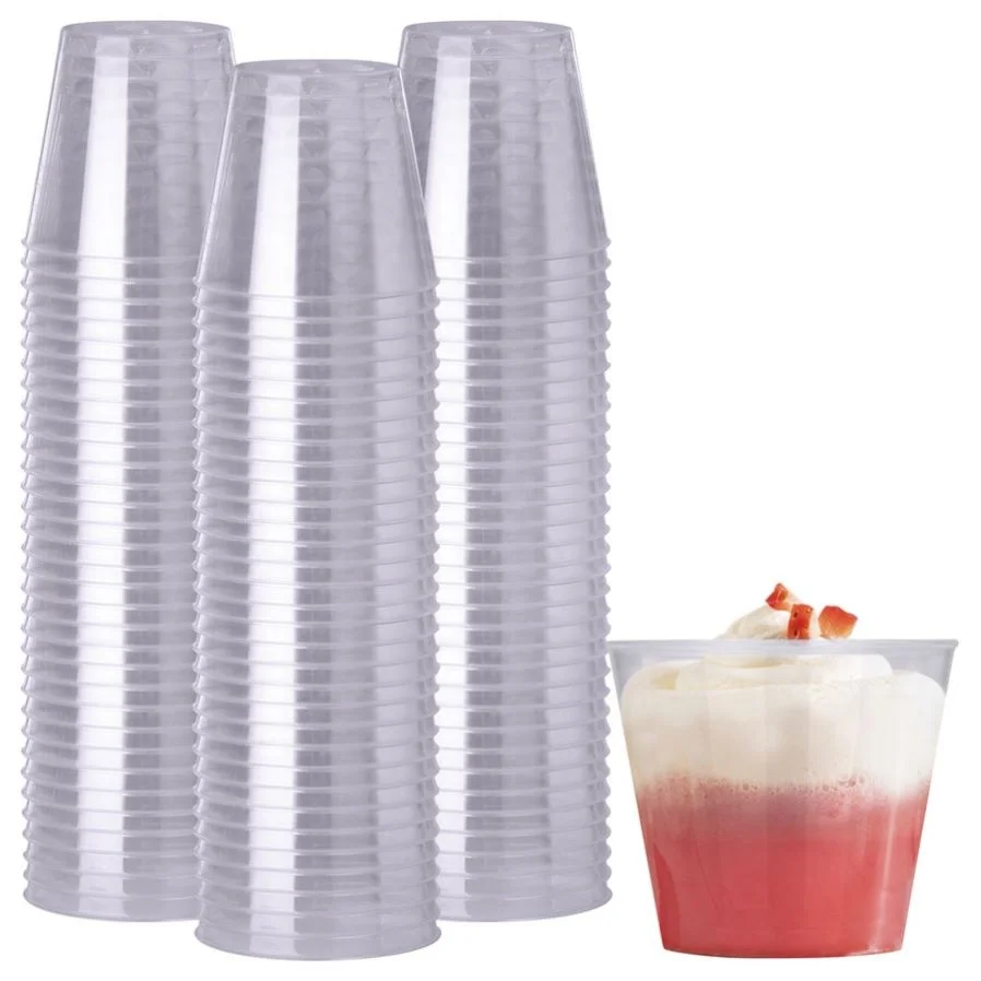 
Ice Cream Plastic Dessert Juice Drinking Cups Plastic Cup With Straw 