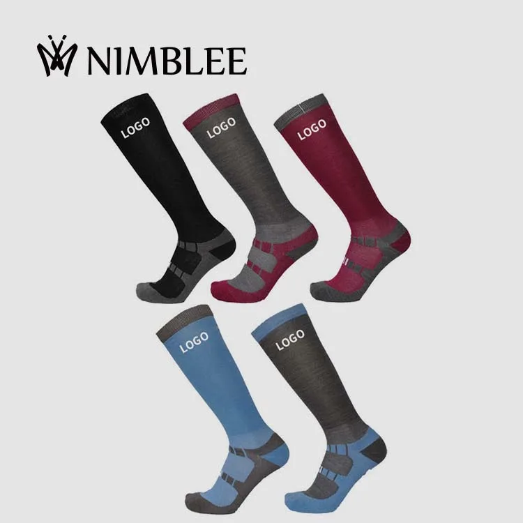 Wool manufacture custom logo Jacquard Knee High Cushion Horse Riding Unisex long equestrian socks