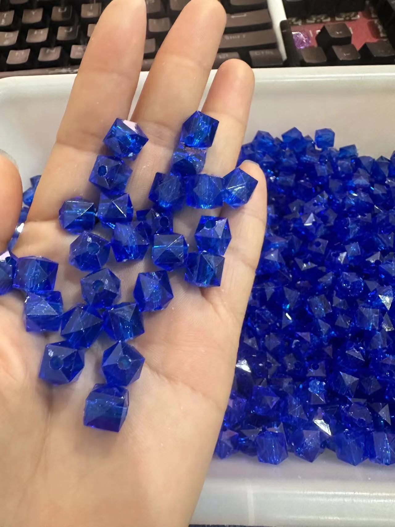 Handmade 10mm Transparent White Square Diamond Bead Braid Full Star DIY Colorful Bead Braid Acrylic Plastic Lucite Loose Beads