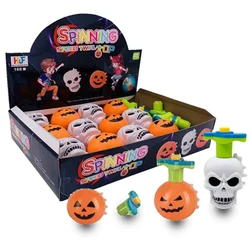 Halloween Pumpkin Skull Shaped Spinning Top Toy A Set Of 12 Mixed Classic Light Music Rotating Toys Kids Decompression Toys