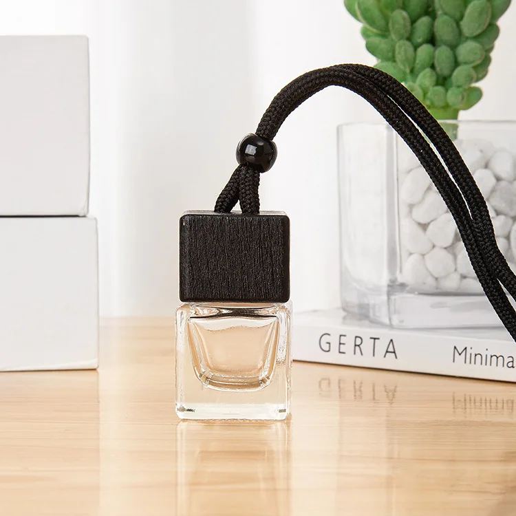 8ml Black Glass Perfume Pendant Empty Glass Bottle Of Essential Oil Hanging Car Fragrance Bottle Container With Black Lid