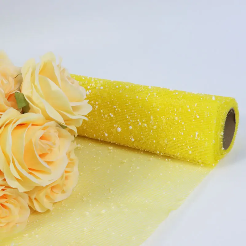 Hot selling colorful Flowers Gift Wrapping Paper Snow Dot Yarn Mesh Florist Bouquet Packaging for DIY Party Wedding Festival