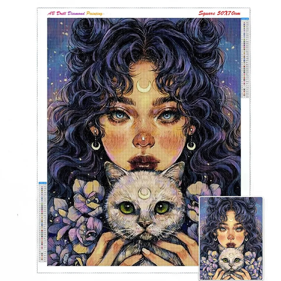 DIY Diamond Painting Magician Moon Goddess Full Square / Round AB Diamond Mosaic Kit Embroidery Decoration Home Decoration
