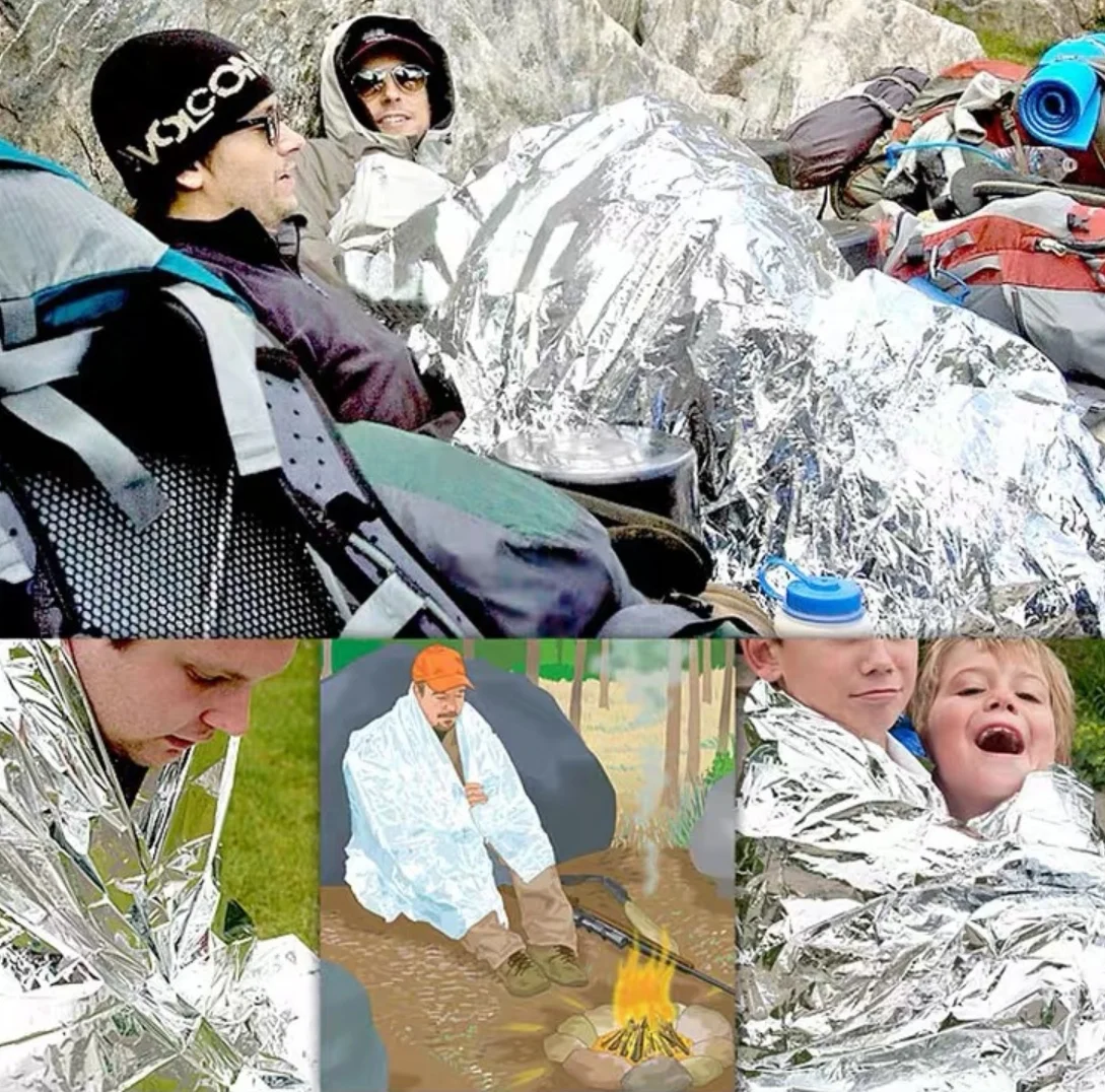 Outdoor first aid 130*210cm lifesaving sunscreen PET silver first aid thermal blanket