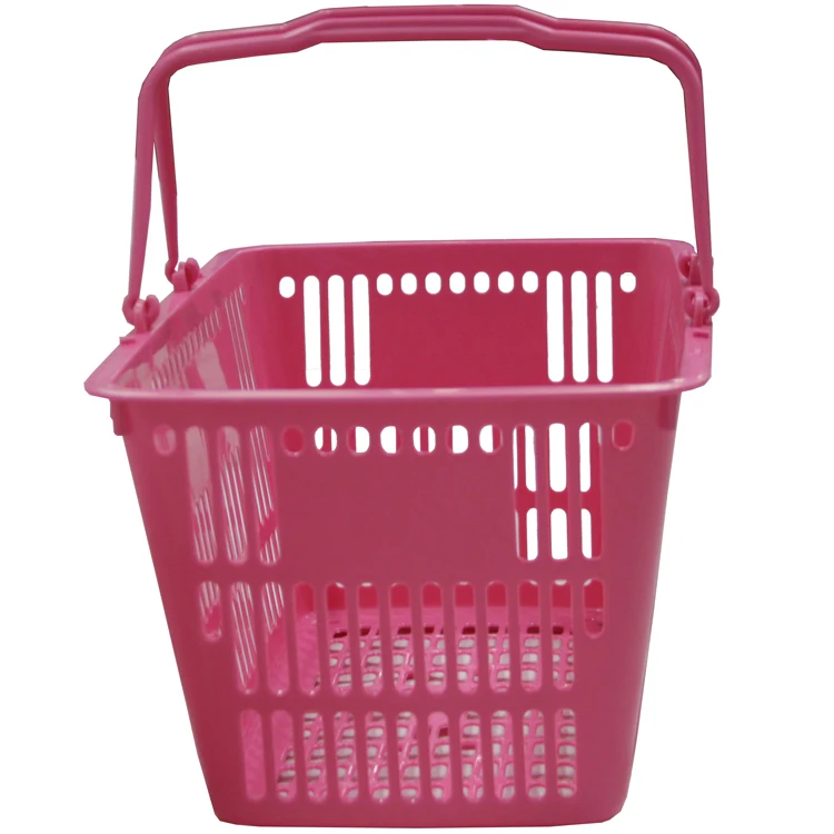 Pink Two Handle Foldable Shopping Basket Supermarket Baskets Shopping Basket