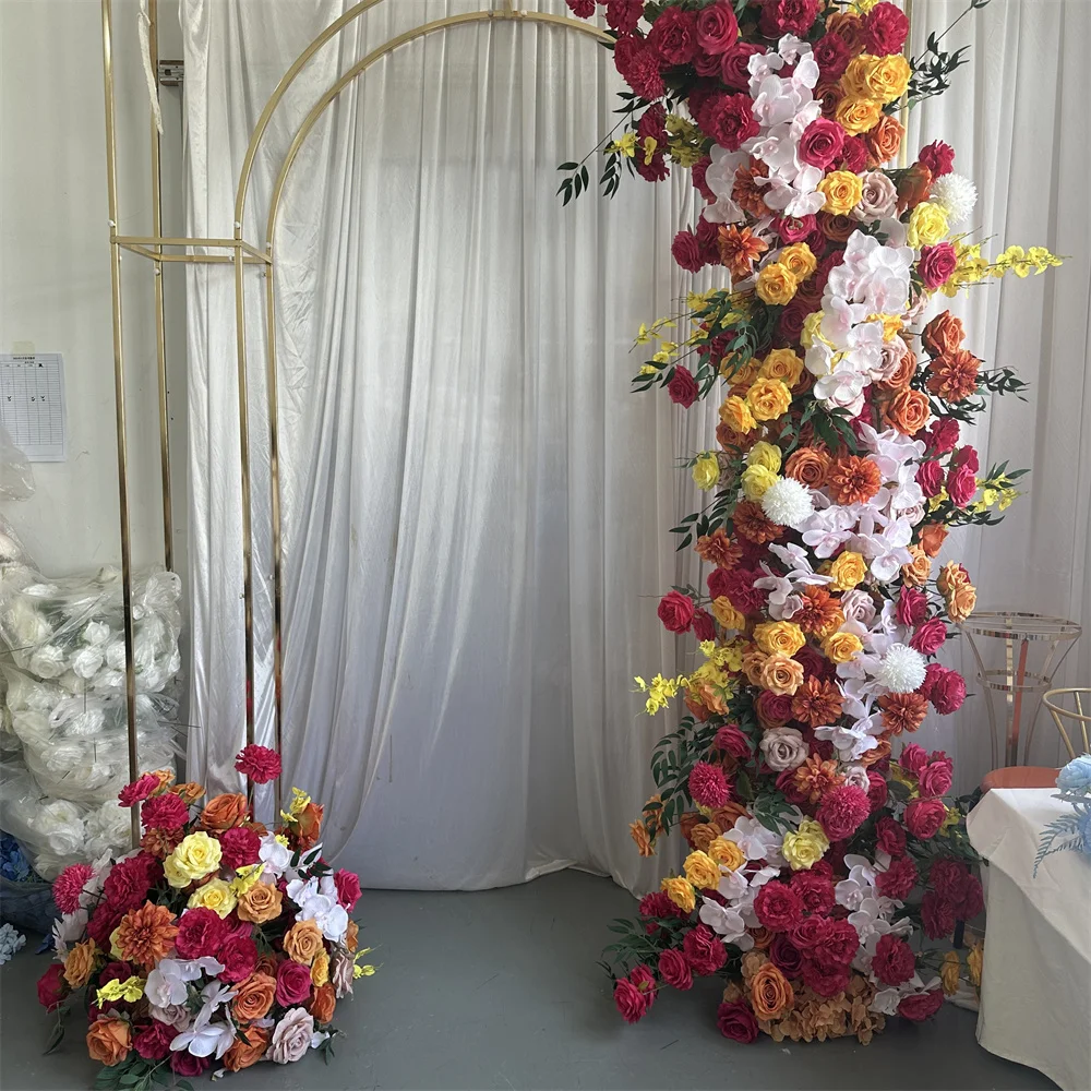 IFG Floral Arch with Tropical Fuchsia Pink Orange Rose Hydrangea Flowers for Easter Back to School Wedding Backdrop Decor