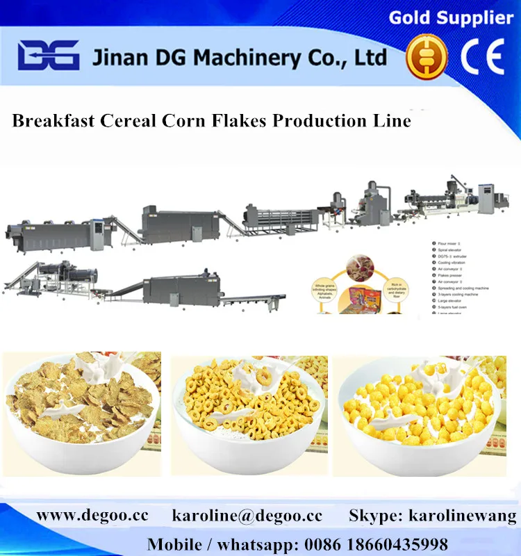 Karoline Choco Flakes Coco Cocoa Ball Breakfast Cereal Snacks Food Extrusion Extruder Making Machine Equipment by DG Machinery