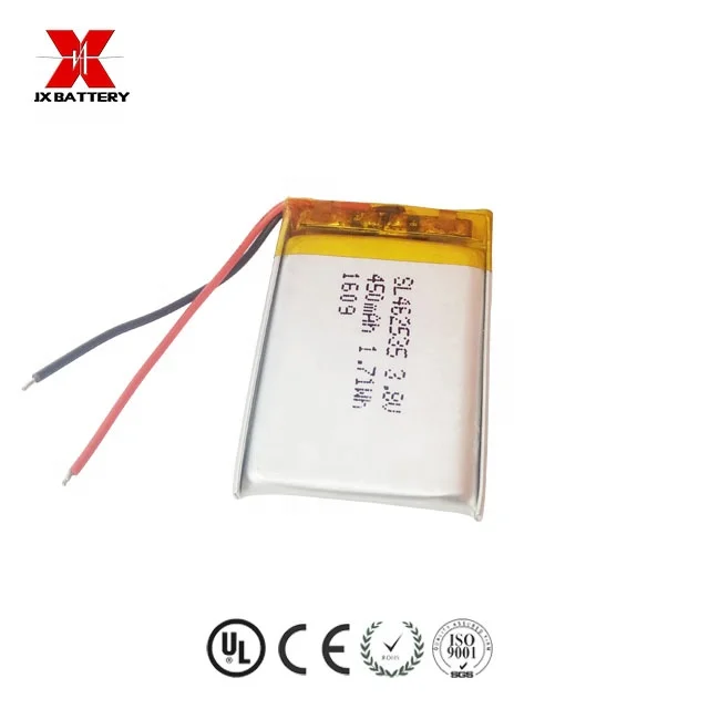 small rechargeable 3.8v lithium ion lipo battery 462535 450mAh
