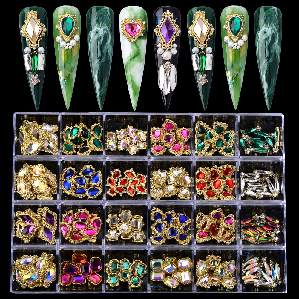 Luxury Brand Logo Alloy Nail Art With Rhinestone Charms 240pcs 3d Nail Art Stickers Decoration Jewelry Designer Nail Charms