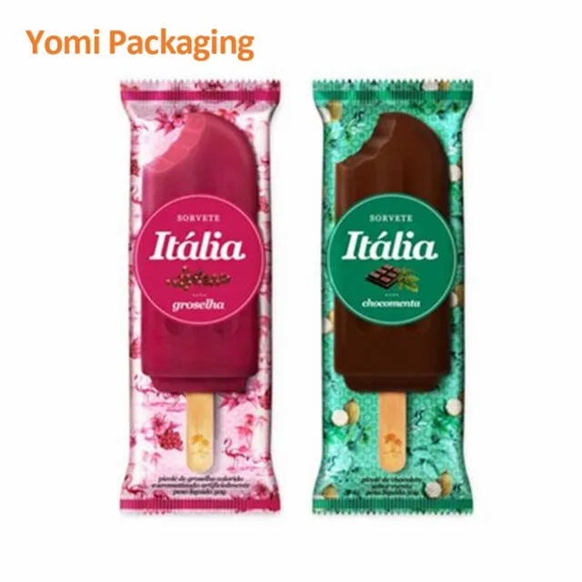Factory wholesale custom printing food grade snak packaging shrink wrap film popsicle pouch compostable