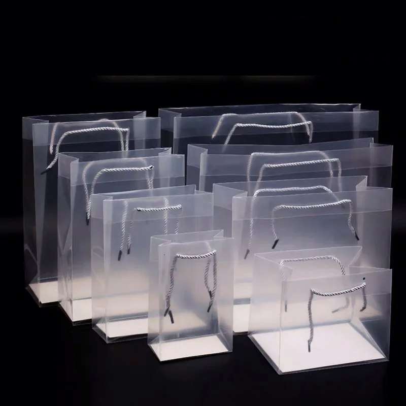 Spot Wholesale Transparent Frosted Pvc Handbag Custom Pp Plastic Advertising Bag Gift Bag Printing Custom Logo