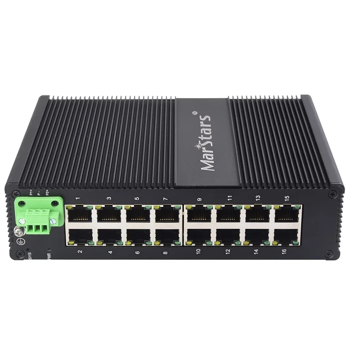 Промышленный коммутатор с 16 портами неуправляемый 10/100/1000 м + 2 SFP гигабитный промышленный переключатель Din-rail