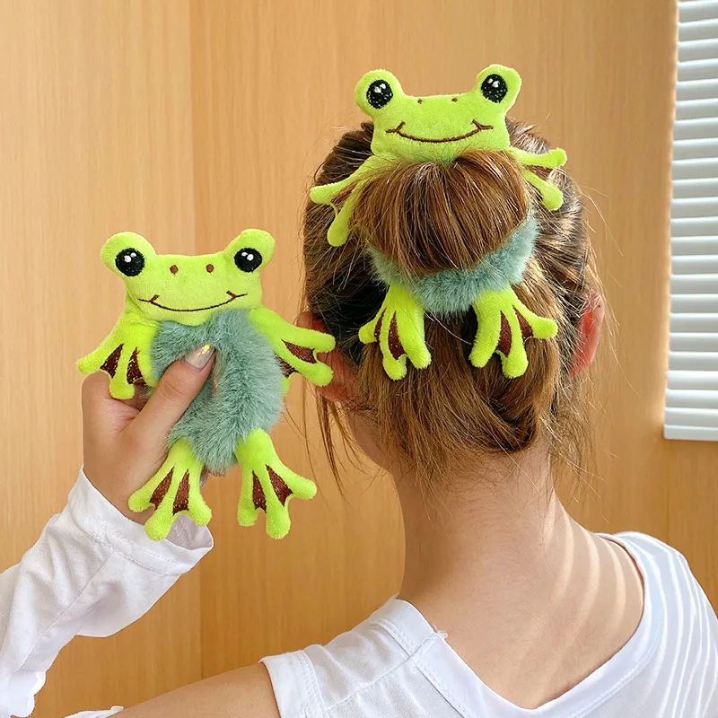 New Korean Cute Plush Animal Elastic Hair Bands Frog Cat Hair Rope Ties Children Barrette Head Wear Girls Women Hair Accessories