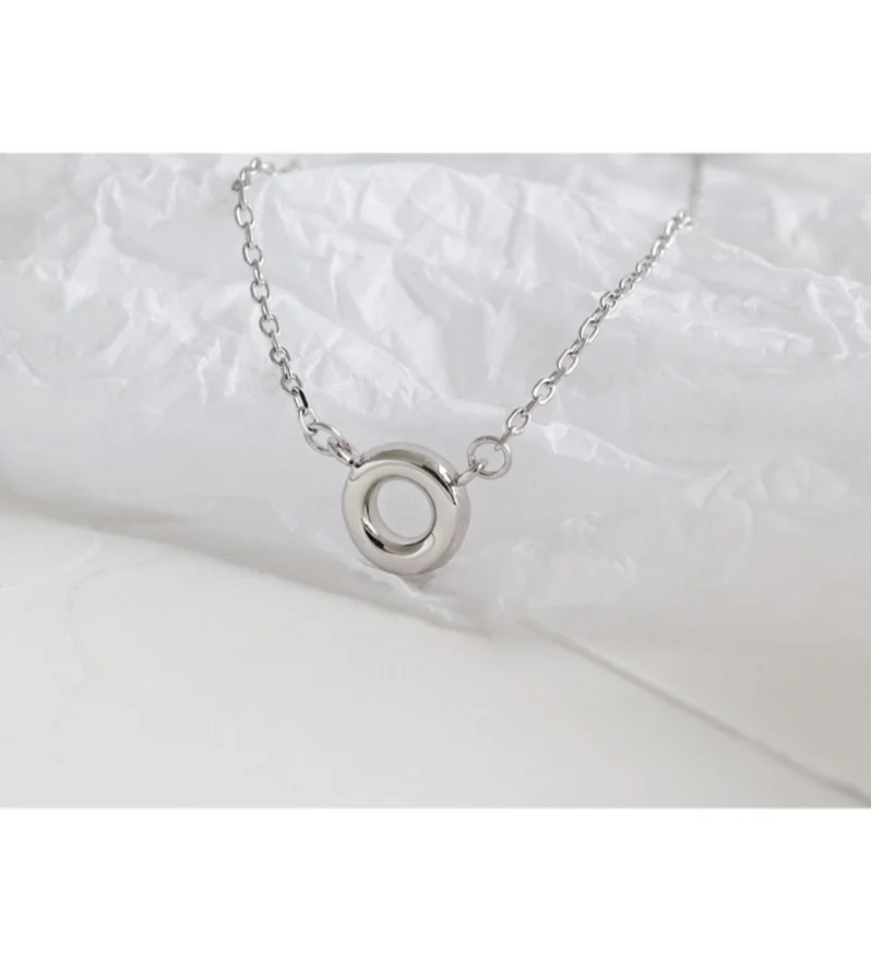 Chic elegant simple design smooth ring S925 sterling silver necklace lady fashion accessories