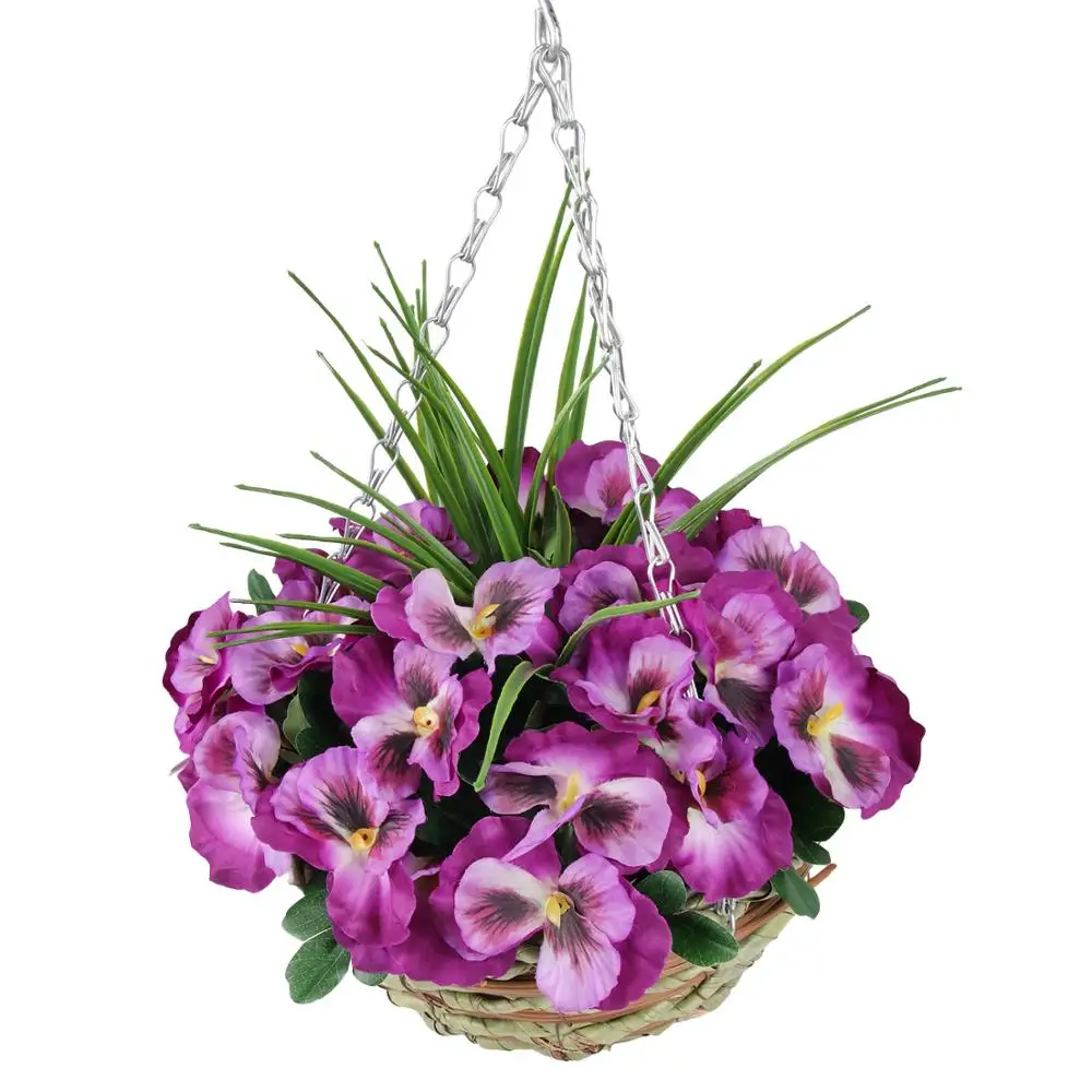 Hot Sale Home Office Decor Artificial Natural Plant Hanging Color Flower with Basket