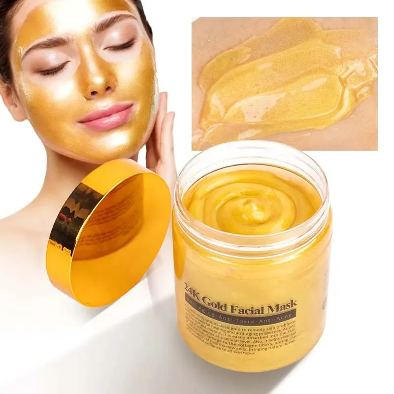 OEM Wholesale Natural Anti Aging Whitening Organic 24k Gold Mask Collagen Peeling Peel off Clay Skin Care Gold Facial Mask